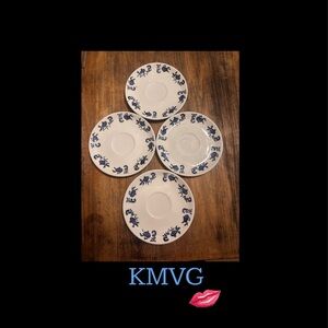 4 Vintage BLUE Onion Saucers by SCIO USA Ohio Pottery 1940-1950s 6”